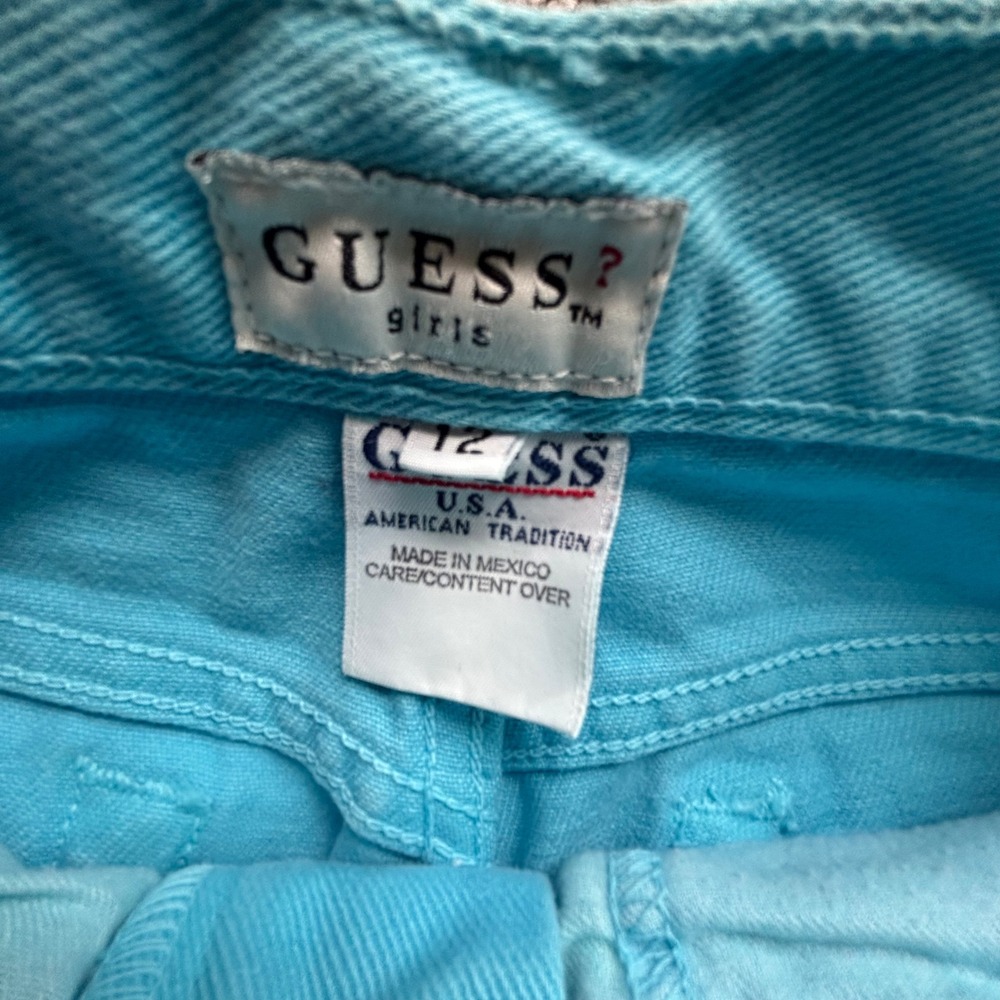 VTG Guess Flare Jeans Girls Size 12 Turquoise Brigjt Blue Retro Y2K Disco - Picture 3 of 9